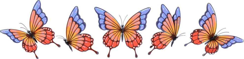 Wall Mural - colorful butterflies collection