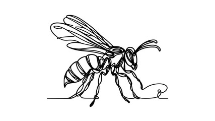 Wall Mural - Wasp one line illustration