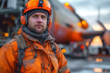 Aircraft maintenance worker at the airport