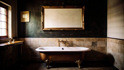 Poster - A Copper Bathtub with Gold Accents in a Luxurious Bathroom