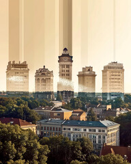 Wall Mural - Alytus, Lithuania: City Skyline Poster - A city with many tall buildings