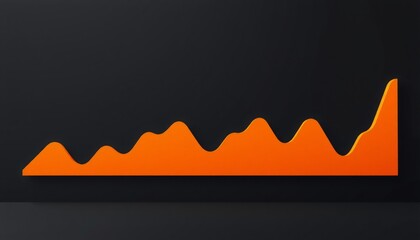 Wall Mural - Minimalist 3D line graph with vibrant orange segments on a black background sleek design showcasing consistent growth and financial prosperity