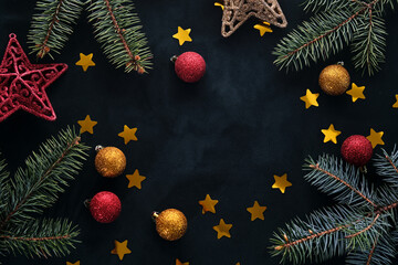 Wall Mural - abstract new year and christmas dark background with place for your text.