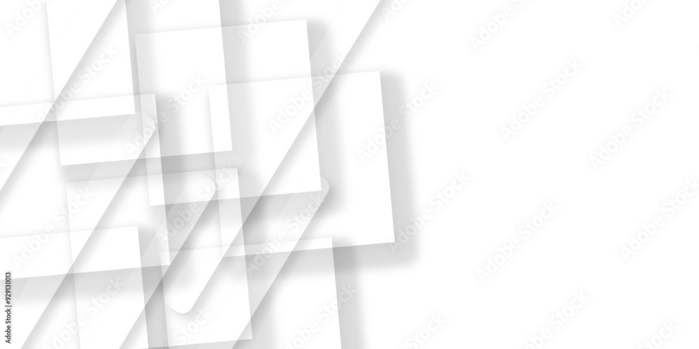 Abstract white and grey geometric overlapping square pattern background ...