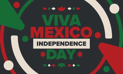 Wall Mural - Viva Mexico. Mexican Independence Day. Happy holiday. Celebrate annual in September 16. Freedom day. Patriotic mexican design. Poster, card, banner, template, background. Vector illustration