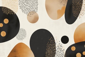 Wall Mural - This is a modern design that features a beautiful array of abstract shapes in stylized black, brown, and beige tones