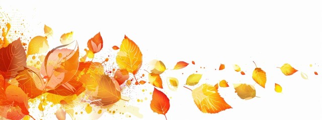 colorful autumn leaves with a white background generative ai
