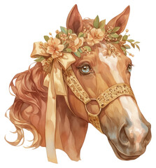 Poster - PNG  Elegant horse adorned with flowers