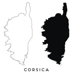 Sticker - Corsica map outline and black silhouette vector