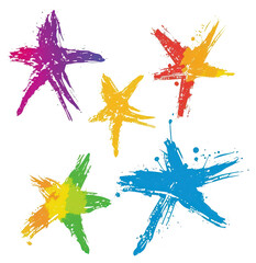 Sticker - Colorful abstract paint splatter stars