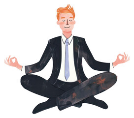 Poster - Businessman meditating in lotus pose