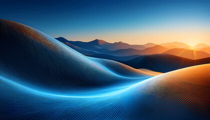 abstract digital landscape shades blue orange blending technology artistry create visually striking image