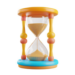 Wall Mural - 3d icon of a colorful hourglass with sand, white isolated background for clipping