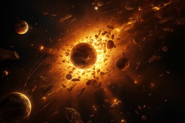 Wall Mural - cosmic explosion: a spectacular display of planetary destruction