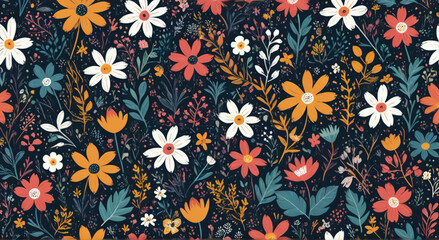 Wall Mural - seamless floral pattern with flowers