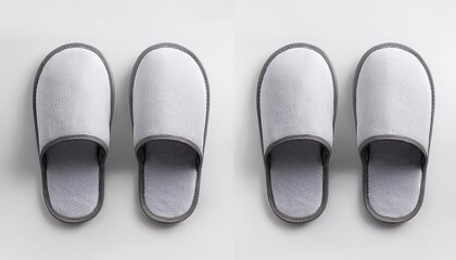 Blank white home slippers mockup, top view