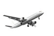 © Lazy_Bear - White passenger airplane in flight isolated on transparent background. Air Transport design element