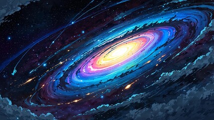 low contrast mystical space typhoon anime style illustration concept background