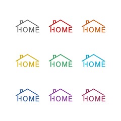 Sticker - Home icon isolated on white background. Set icons colorful