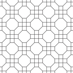 Wall Mural - Geometric seamless pattern in black and white  with fine lines.