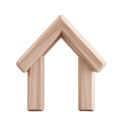 A minimalist wooden house structure symbolizing home, stability, and craftsmanship. Ideal for design and real estate themes. transparent background