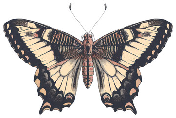 Wall Mural - PNG Detailed butterfly vintage illustration