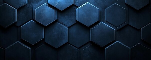 Dark metallic hexagonal background is forming a modern pattern