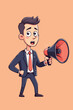 © Md Tusher Mahmud - Suited cartoon character with hand mike Vector.
