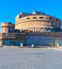 Wall Mural - Magnificent Castel Sant'Angelo is one of the most known landmarks in Rome, located on the bank of Tiber River, Italy