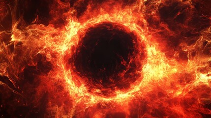 Wall Mural - burning ring of fire creating black hole of energy