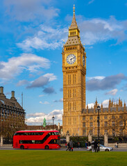 Wall Mural - Parliament square and Big Ben tower in centre of London, UK