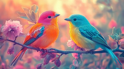 two birds on a branch