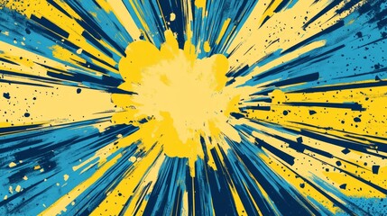 Canvas Print - Abstract background creating a yellow and blue explosion effect