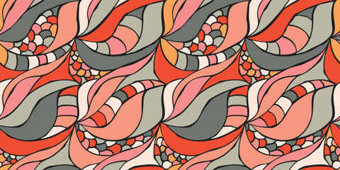 Wall Mural - colorful mosaic seamless pattern with abstract shapes.pink,yellow,gray,orange colors.hand drawn patc