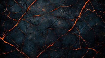 Poster - Cracked lava rock surface with glowing orange veins