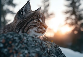 Poster - Close-up of a cat in the snow