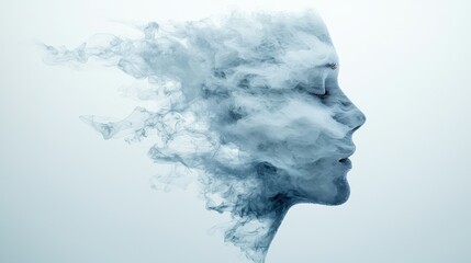 Poster - abstract smoke face profile