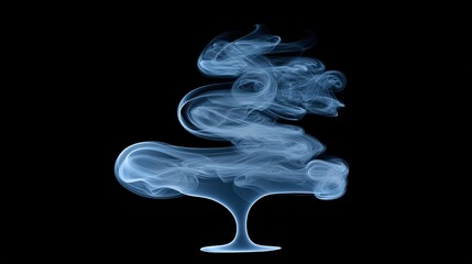 Poster -   A blue bird swirls smoke around a wine glass on a black background