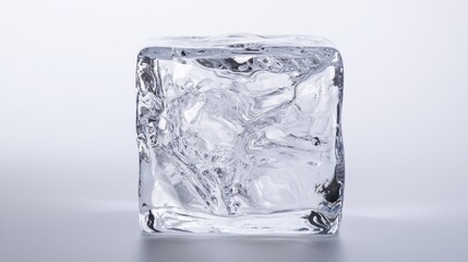 Poster - Transparent ice cube on white background