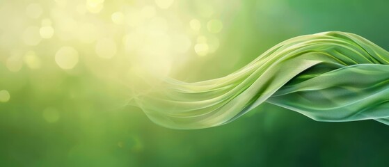 Wall Mural -  A tight shot of a green leaf against a softly blurred backdrop, illuminated by a beaming bolt of light