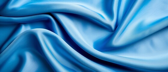 Wall Mural -  A close-up of soft, blue fabric reveals its smooth center and intricate pattern