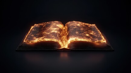 Canvas Print - Glowing magical book with shimmering pages