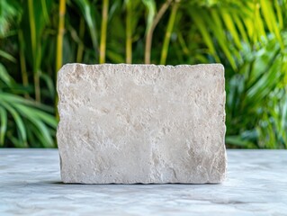 Poster - Blank stone slab on natural background