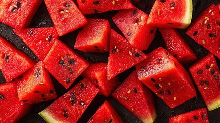 Poster -   Watermelon slices on cutting board