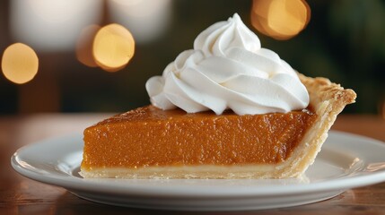 Wall Mural - Delicious pumpkin pie with whipped cream