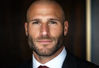 Poster - Serious businessman with beard looking at camera