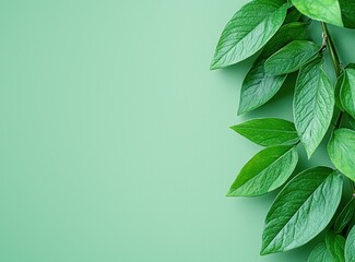 Sticker - fresh green leaves on a minimalist background