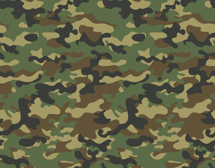 Wall Mural - 
military camouflage pattern, classic seamless stylish background, forest texture