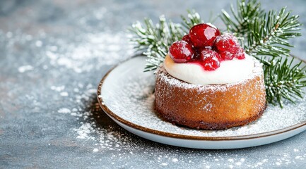 Sticker - Festive winter cake with cranberries and powdered sugar