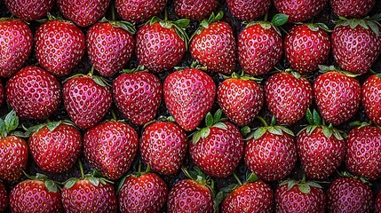 Poster -   A tower of strawberries with leaves on top